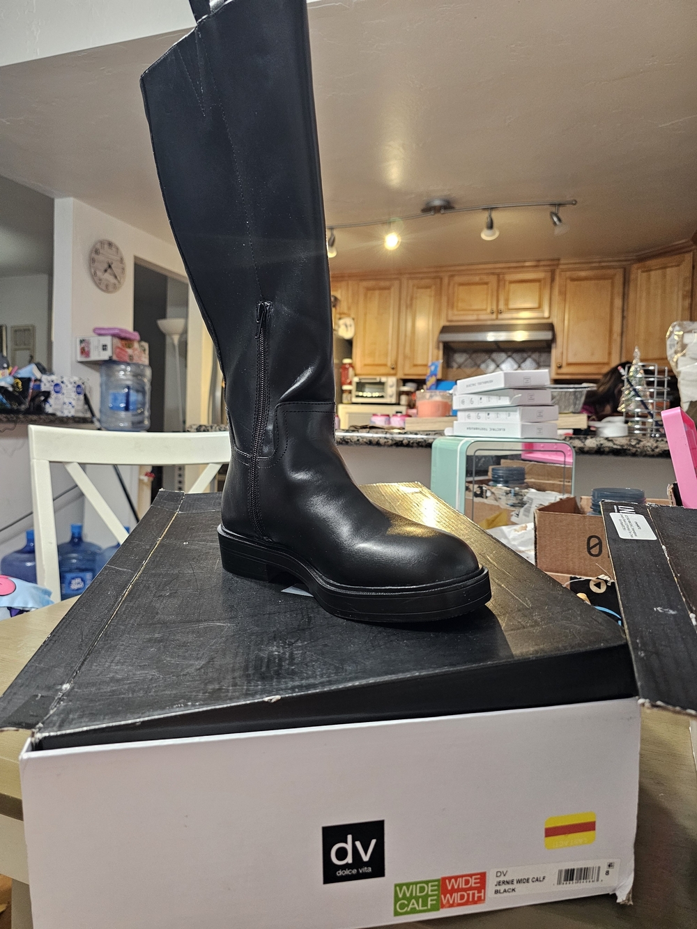 DV by Dolce Vita Black Knee-High Leather Boot - Wide Calf